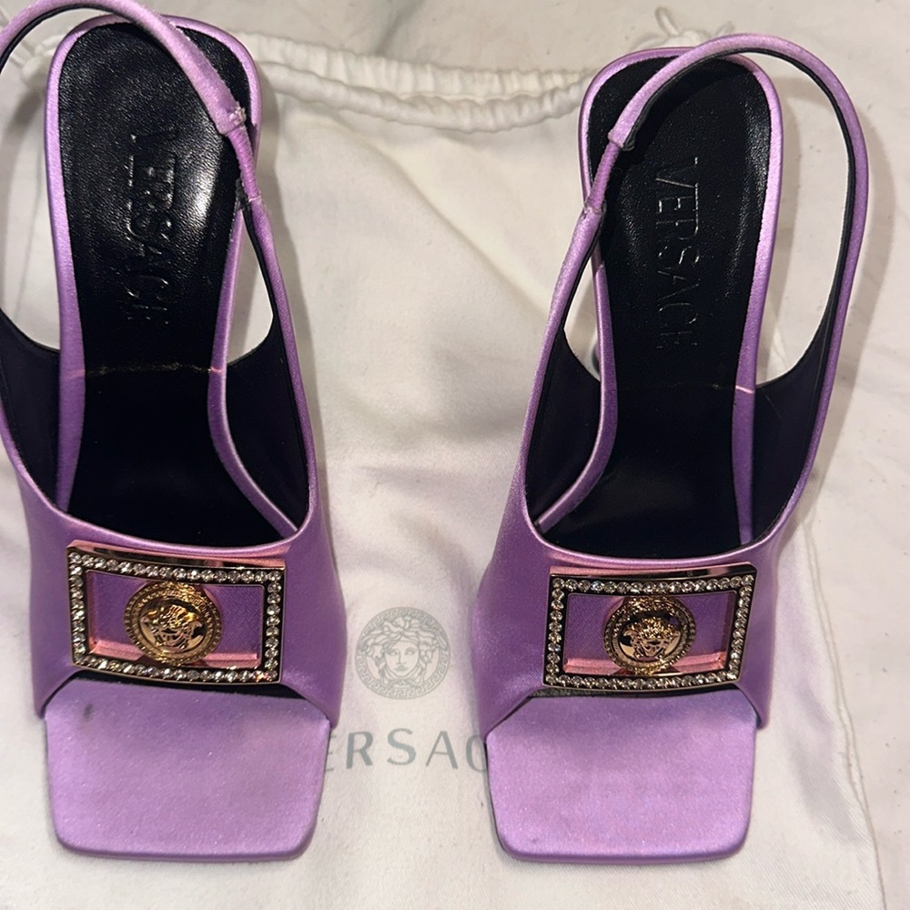 Versace Crystal 110mm satin sandals